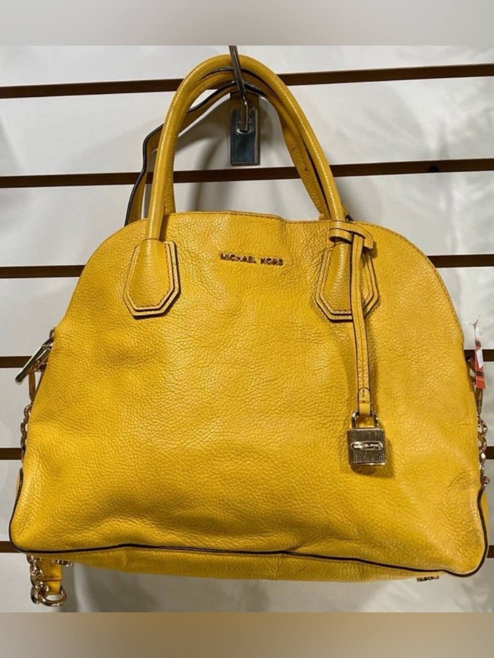 Michael Kors Mercer LG Dome Satchel Sunflower Leather GUC